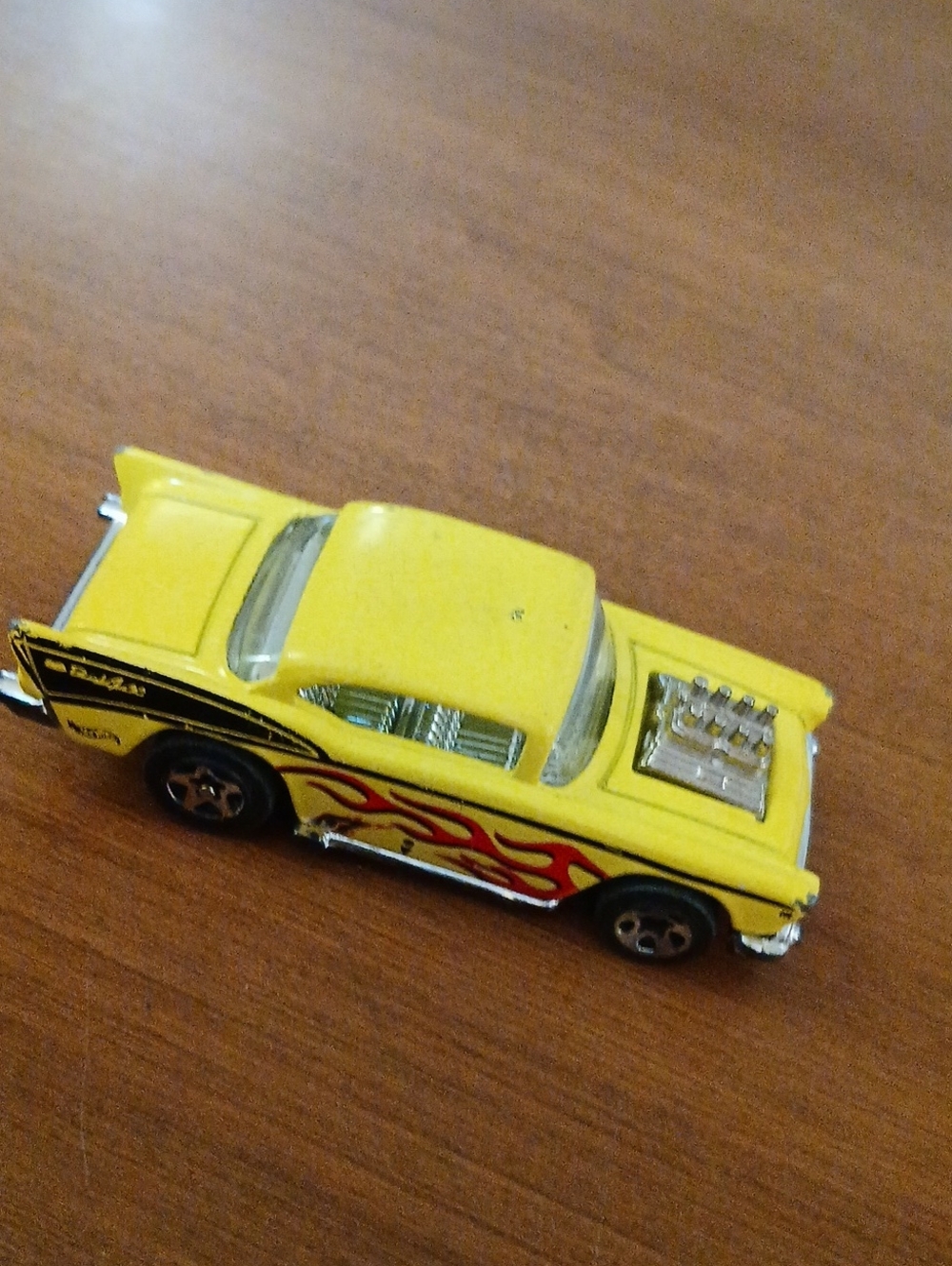 Vintage 1976 Hot Wheels Yellow Die-Cast Toy Car with Flame Decals
